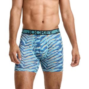Jockey Men’s Underwear Active Microfiber 5″ Boxer Brief(Infinite Waves)