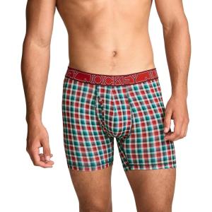 Jockey Men’s Underwear Active Microfiber 5″ Boxer Brief(Merry Plaid)