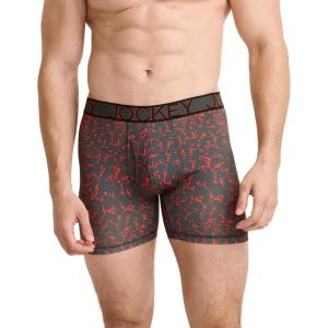 Jockey Men’s Underwear Active Microfiber 5″ Boxer Brief(Red Branch)