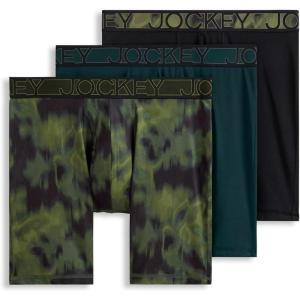 Jockey Men’s Underwear Active Microfiber 9″ Long Leg Boxer Brief – 3 Pack(Black Spruce)