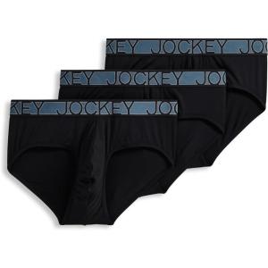 Jockey Men’s Underwear Active Microfiber Brief – 3 Pack(Black)