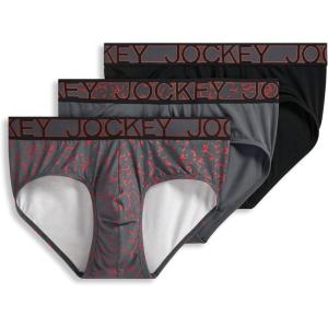 Jockey Men’s Underwear Active Microfiber Brief – 3 Pack(Striated Steel)