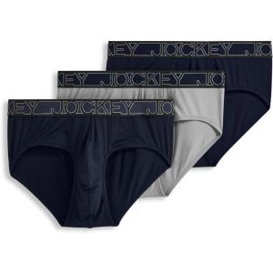 Jockey Men’s Underwear Active Microfiber Brief – 3 Pack(True Navy/Quartz Grey/True Navy)