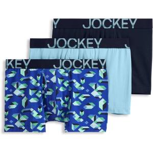 Jockey Men’s Underwear ActiveStretch 4″ Boxer Brief – 3 Pack(Camo Geo/Bleached/True Navy)