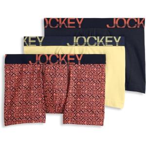 Jockey Men’s Underwear ActiveStretch 4″ Boxer Brief – 3 Pack(Light Yellow/Tropical Burst/True Navy)