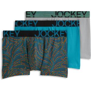 Jockey Men’s Underwear ActiveStretch 4″ Boxer Brief – 3 Pack(Ocean Surf)