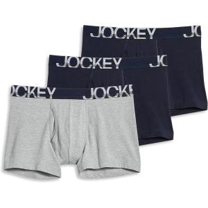 Jockey Men’s Underwear ActiveStretch 4″ Boxer Brief – 3 Pack(True Navy/Grey Heather/True Navy)