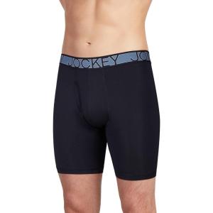 Jockey Men’s Underwear Big Man Active Microfiber 9″ Long Leg Boxer Brief – 2 Pack(Black)