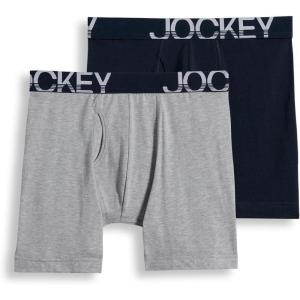 Jockey Men’s Underwear Big Man ActiveStretch Long Leg Boxer Brief – 2 Pack(True Navy/Grey Heather)
