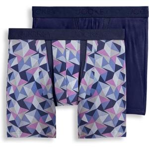 Jockey Men’s Underwear Big Man Chafe Proof Pouch Cotton Stretch 6″ Boxer Brief – 2 Pack(Grey Starlight Geo/Just Past Midnight)