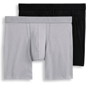 Jockey Men’s Underwear Big Man Chafe Proof Pouch Cotton Stretch 6″ Boxer Brief – 2 Pack(Mid Grey/Black)