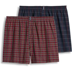 Jockey Men’s Underwear Big Man Full Cut 5″ Boxer – 2 Pack(Red Tartan/Navy Windowpane)