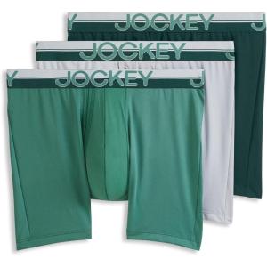 Jockey Men’s Underwear Infinite Cool Microfiber Stretch 6″ Boxer Brief – 3 Pack(Amazon Green)