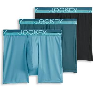 Jockey Men’s Underwear Infinite Cool Microfiber Stretch 6″ Boxer Brief – 3 Pack(Midnight Cove)