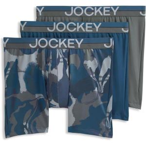 Jockey Men’s Underwear Infinite Cool Microfiber Stretch 6″ Boxer Brief – 3 Pack(Nocturne Marble)