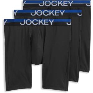 Jockey Men’s Underwear Infinite Cool Microfiber Stretch 8″ Long Leg Boxer Brief – 3 Pack(Black)