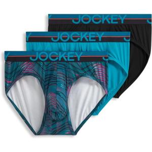 Jockey Men’s Underwear Infinite Cool Microfiber Stretch Brief – 3 Pack(Northern Light/Underwater Wave/Black)