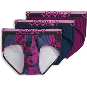 Jockey Men’s Underwear Infinite Cool Microfiber Stretch Brief – 3 Pack(Plum Marble)