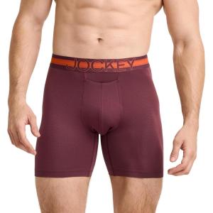 Jockey Men’s Underwear, Mens Boxer Briefs With Pouch, Sport Stability Microfiber 6″ Boxer Brief(Black Currant)