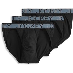 Jockey Men’s Underwear Microfiber Stretch String Bikini – 3 Pack(Black)