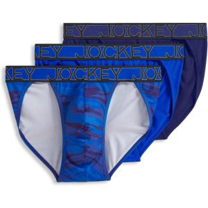 Jockey Men’s Underwear Microfiber Stretch String Bikini – 3 Pack(Majestic Blue/Oceanic Camo/Outrageous Blue)