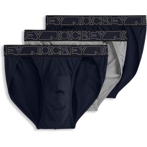Jockey Men’s Underwear Microfiber Stretch String Bikini – 3 Pack(True Navy/Quartz Grey/True Navy)