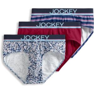 Jockey Men’s Underwear True Style Brief – 3 Pack(Funky Marina Floral/Red Pear/Soft Blue Fall Stripe)