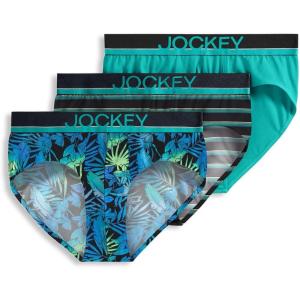 Jockey Men’s Underwear True Style Brief – 3 Pack(Ombre Tropics/Teal Breeze/Vivid Stripe)