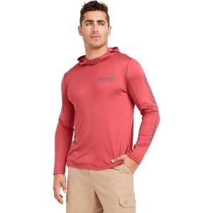 Jockey Outdoors Men’s Casualwear Long Sleeve Hooded Sun Shirt(Pink Begonia)