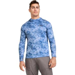 Jockey Outdoors Men’s Casualwear Long Sleeve Hooded Sun Shirt(True Blue Water Print)