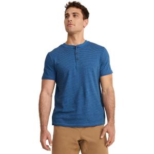 Jockey Outdoors Men’s Casualwear Short Sleeve Henley(Henley Stripe Blues)
