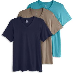 Jockey T-Shirts for Men – V Neck Undershirts, Cotton Men’s T-Shirts – 3 Pack(Beachy Blue)