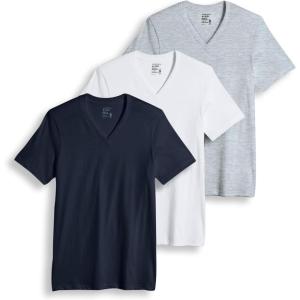 Jockey T-Shirts for Men – V Neck Undershirts, Cotton Men’s T-Shirts – 3 Pack(Diamond White/Grey Heather/Just Past Midnight)