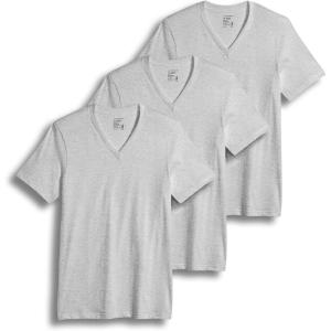 Jockey T-Shirts for Men – V Neck Undershirts, Cotton Men’s T-Shirts – 3 Pack(Grey Heather)