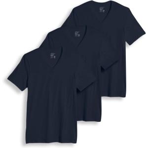 Jockey T-Shirts for Men – V Neck Undershirts, Cotton Men’s T-Shirts – 3 Pack(Just Past Midnight)