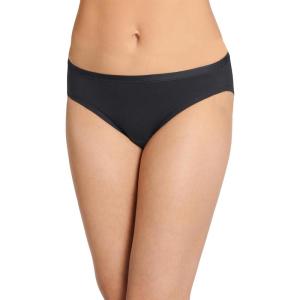 Jockey Underwear Women Bikini – Worry Free Cotton Stretch, Moderate Absorbency, Period Underwear for Women(Black Out)