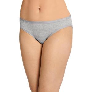Jockey Underwear Women Bikini – Worry Free Cotton Stretch, Moderate Absorbency, Period Underwear for Women(Grey Out)