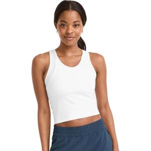 Jockey Women’s Activewear EVERACTIVE Mesh Lined Crop Tank with Built-in Bra(Bright White)