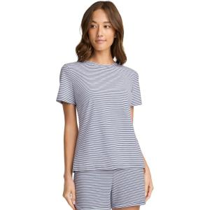 Jockey Women’s Activewear Organic Cotton Stretch Short Sleeve Tee(Navy Jess Stripe)