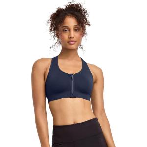 Jockey Women’s Bra Seamfree Mid Impact Zip Front Sports Bra(Jockey Blue)