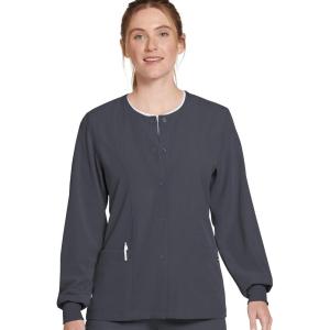 Jockey Women’s Scrubs Women’s Classic Round Neckline Snap Scrub Jacket(Charcoal)