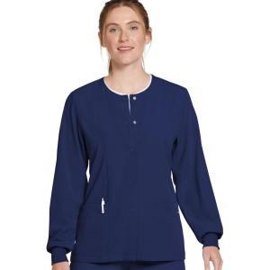 Jockey Women’s Scrubs Women’s Classic Round Neckline Snap Scrub Jacket(New Navy)