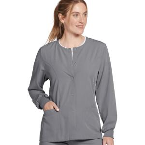 Jockey Women’s Scrubs Women’s Classic Round Neckline Snap Scrub Jacket(Pewter)