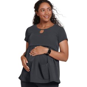 Jockey Women’s Scrubs Women’s Empire Waist Maternity Scrub Top(Charcoal)