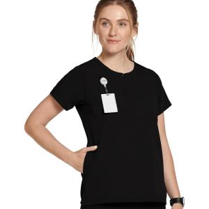 Jockey Women’s Scrubs Women’s Henley Scrub Top(Black)