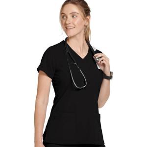 Jockey Women’s Scrubs Women’s Mock Wrap Scrub Top(Black)