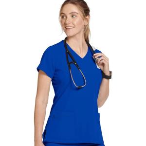Jockey Women’s Scrubs Women’s Mock Wrap Scrub Top(Blue)