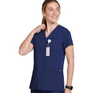 Jockey Women’s Scrubs Women’s True Fit Crossover V-Neck Scrub Top(New Navy)