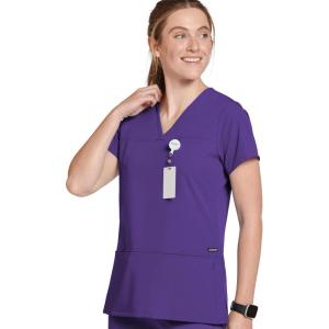 Jockey Women’s Scrubs Women’s True Fit Crossover V-Neck Scrub Top(Purple)