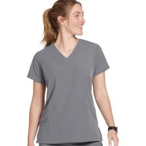 Jockey Women’s Scrubs Women’s V-Neck Crossover Scrub Top(Pewter)